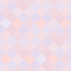 Striped squares pink and gray geometric abstract seamless pattern, vector