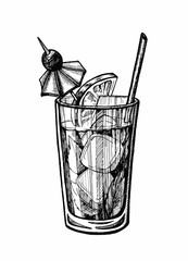 Alcohol cocktail hand drawn illustration