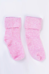Pair of pink cotton kid socks.