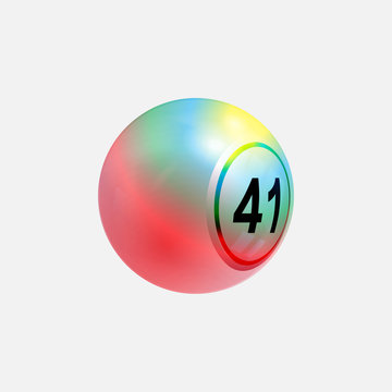 Multi colours 3D bingo lottery ball on white