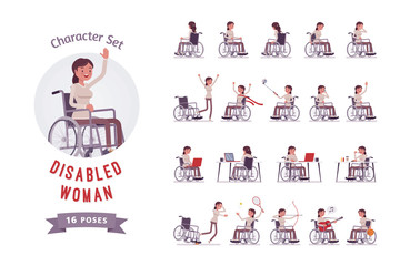 Female young special wheelchair user ready-to-use character set