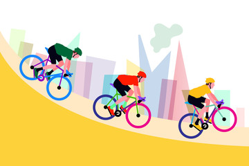 Group of cyclist at professional race for bike rally event - Illustration