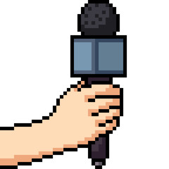 vector pixel art interview microphone