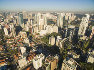 Aerial view of big city, Moncao neighbohood, Sao Paulo Brazil, South America