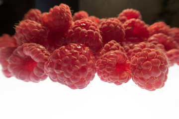 bright colorful raspberry on a white background