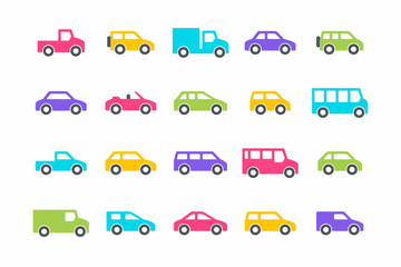 Naklejka premium Cars and trucks in Color. isolated on white background