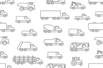Seamless pattern with Trucks in Line. isolated on white background © volyk
