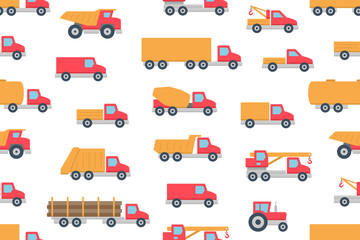 Seamless pattern with Trucks in Color. isolated on white background © volyk