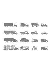 Trucks in Gray. isolated on white background - obrazy, fototapety, plakaty