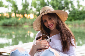 afternoon enjoyment with her dog