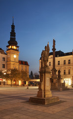 Fototapeta na wymiar Baroque statue of St Florian at Masaryk Square in Ostrava. Czech Republic