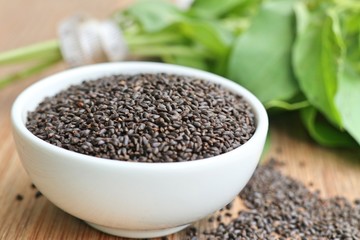 Fresh basil with seed