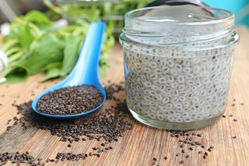 Fresh basil with seed