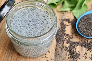 Fresh basil with seed