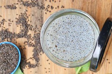 Fresh basil with seed
