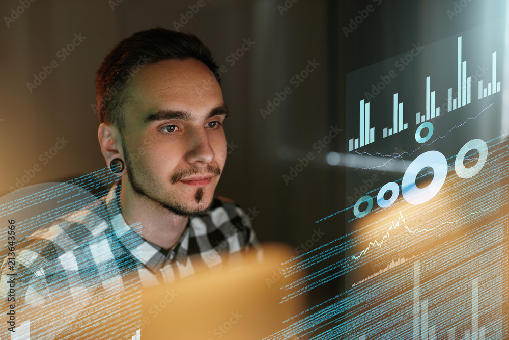 Aufkleber Programmer Working On Hologram Display