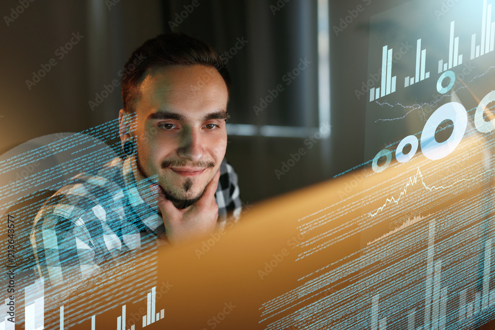 Aufkleber Programmer Working On Hologram Display