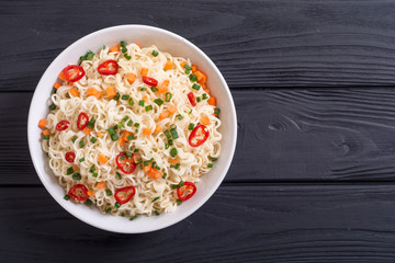 Instant noodles in bowl