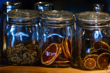 Dried fruits in a glassware on a table