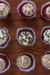 9 mini red velvet cupcakes
