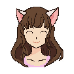 vector pixel art girl anime,cartoon