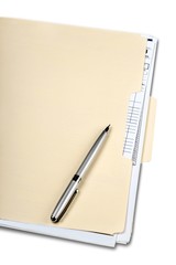 File Folder with Documents and Pen