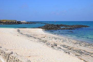 Beautiful beach and coast on a sunny day in Penghu, Taiwan