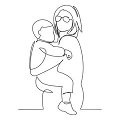 pregnant mother with a baby in her arms
