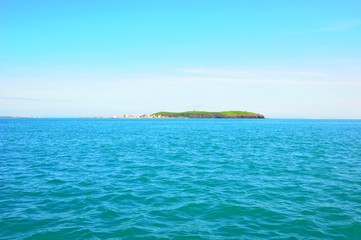 Naklejka premium An island and a village on the sea in Penghu, Taiwan