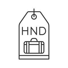 Travel baggage tag linear icon