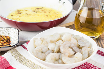 Ingredients for homemade shrimp scampi zucchini noodles.