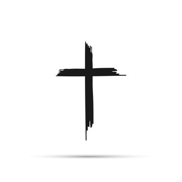 Icon cross with shadow on a white background