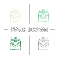 Tea jar hand drawn icons set