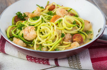 Homemade shrimp scampi zucchini noodles.