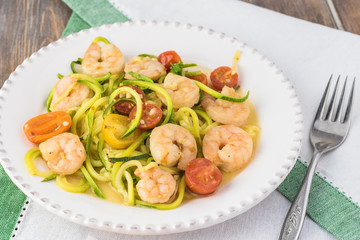 Homemade shrimp scampi zucchini noodles.