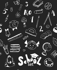 school items seamless pattern