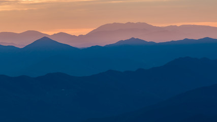 Fototapeta na wymiar Beautiful landscape from a Spanish mountain with sunset light (Serra d Entreperes)