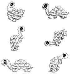 Fun Hand Drawn Tortoise Turtle Icon Cartoon Character