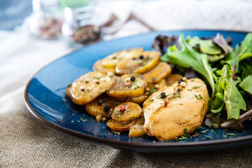 Chicken with Lemon Confit Ground Potatoes