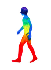 human walking pose, abstract body watercolor painting hand drawing illustration design