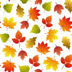 Vector seamless pattern with autumn leaves.