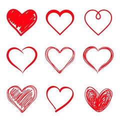 Vector hearts set. Hand drawn.