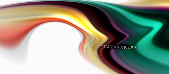 Fluid liquid mixing colors concept on light grey background, curve flow, trendy abstract layout template for business or technology presentation or web brochure cover, wallpaper