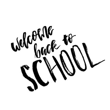 Welcome Back to School. Lettering text logo isolated on white background