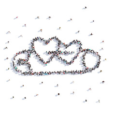 A lot of people form hearts on a pin, wedding, love