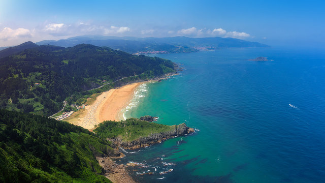 Panorama of Laga beach in Urdaibai