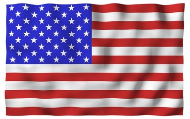 Naklejka premium Waving flag of the United States of America. Stars and Stripes. State symbol of the USA. 3D illustration