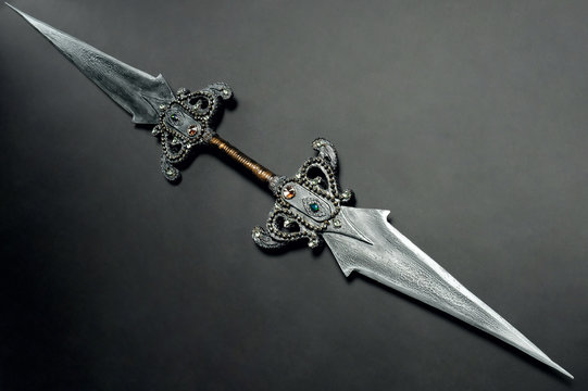 Metal sword on background ,close up