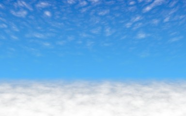 Blue sky background with white clouds. Cumulus white clouds in the clear blue sky in the morning. 3D illustration