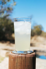 Ice cold juice cocktail on the proch